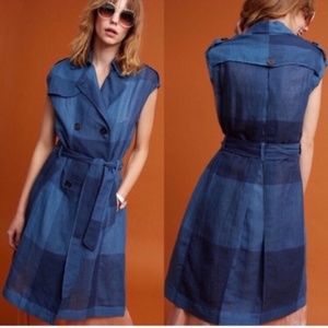 Anthro Eva Franco Navy Checkered Trench Dress